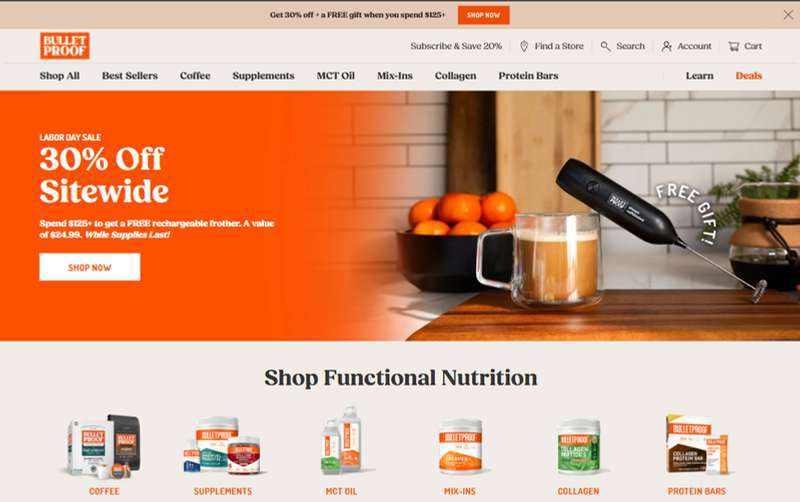 Bulletproof — Functional nutrition at scale — subscribe-and-save merchandising that lifts AOV.
